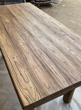 老榆木茶桌实木茶餐桌桌复42903古长桌办公简约书原木台民宿吧台