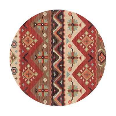 乡村复古红色圆形地毯新年圣诞喜庆地垫北欧民族客厅毯转椅吊篮垫