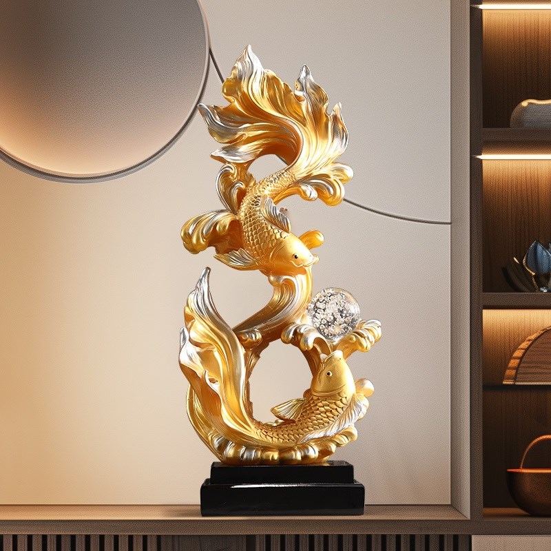 创意年年有余大型落地摆件发财鱼工艺品客厅乔迁开业礼物电视机旁