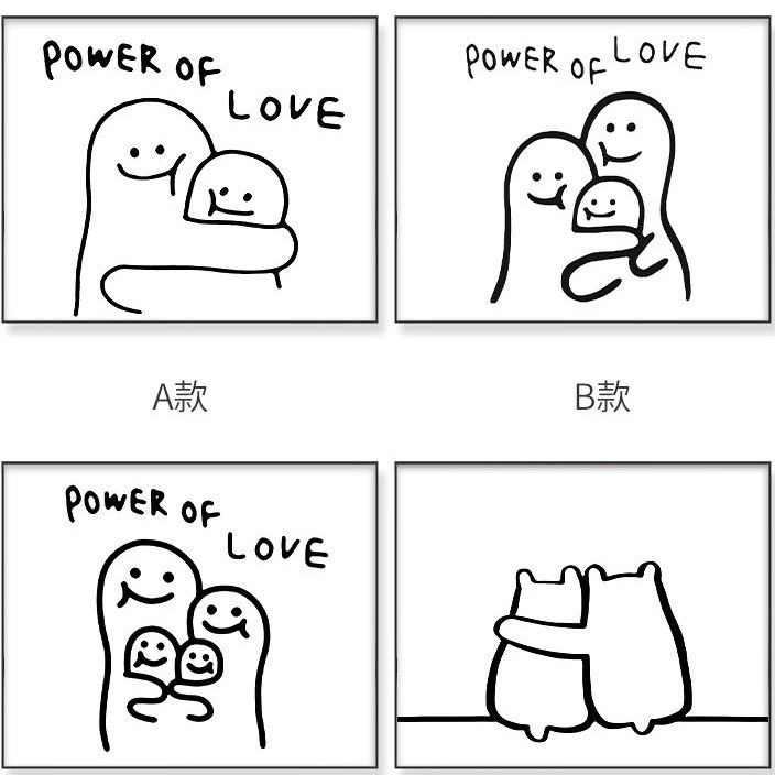 电表箱装饰画紧紧相拥简约卡通儿童房挂画餐厅玄关弱电箱遮挡