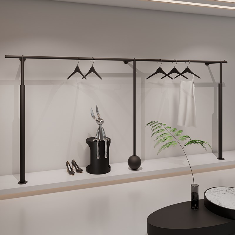 服装店展示架上墙架男女装店陈列货架简约壁挂衣架黑色落地架