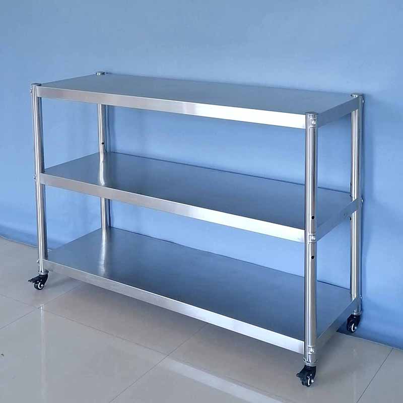 带轮加厚3层不锈钢置物架新款特价厨房神器移动柜阳台饭店货物架