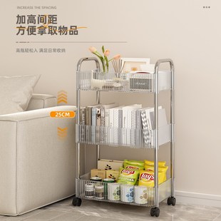 置物架零食小推车化妆品落地宿舍书架家用收纳架厨房果蔬菜篮架子