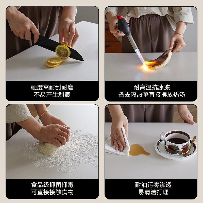 出乎生活格瑞圆桌北欧实木岩板餐桌日式家用小户型餐厅饭桌复古桌