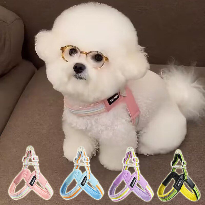 狗狗牵引绳小型犬背心式比熊泰迪宠物胸抱婴袋防挣脱遛狗绳子狗脖