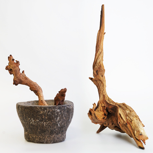 枯木插花禅意造型花瓶风化鱼缸杜鹃木树根天然木雕摆件微景观盆栽