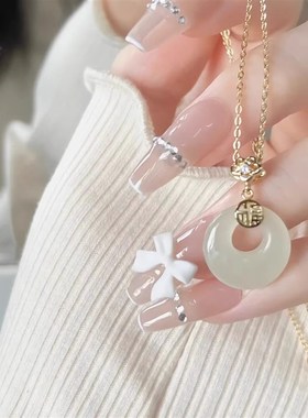平安扣福字玉石项链女夏轻奢小众高级感锁骨链时尚气质设计感颈链