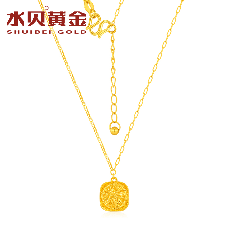 水贝黄金足金999蕾丝小方糖套链