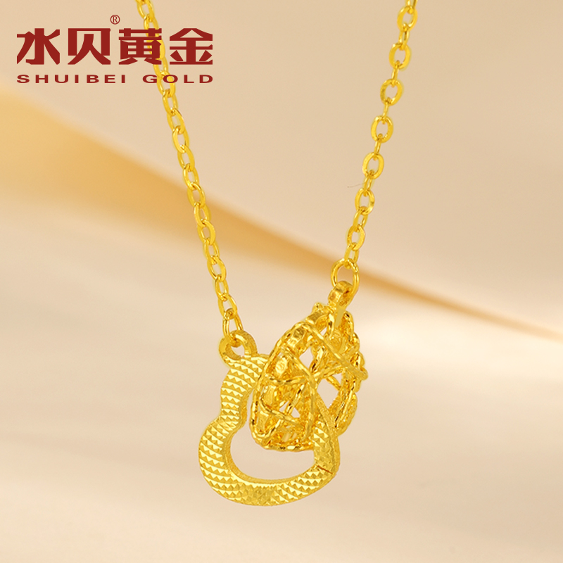 水贝黄金项链女款织梦同心网项坠