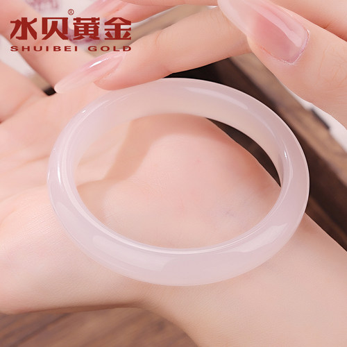 白月光玉髓手镯女天然白透玉镯子