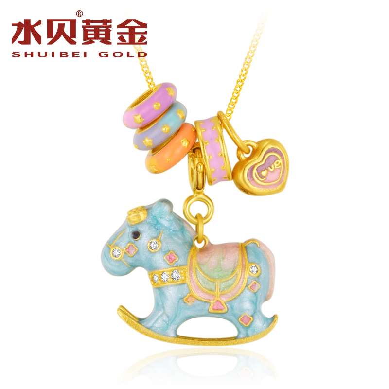 水贝银饰官方S925银纯银珐琅吊坠