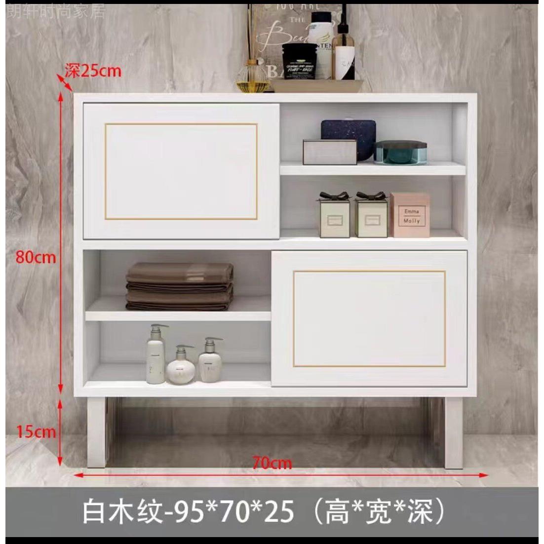 实木纹防水趟门马桶后壁挂墙式卫生间简约现代落地侧边柜浴室吊柜