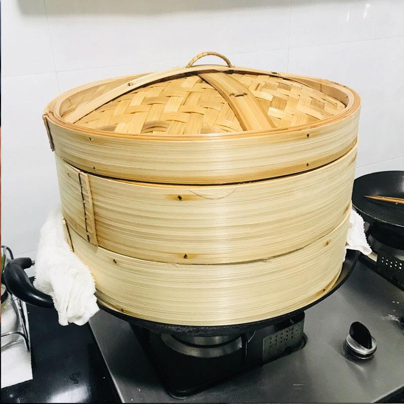 蒸包子竹蒸笼商用 大号竹制凹口蒸锅笼屉 家用竹笼屉加深炒锅蒸屉