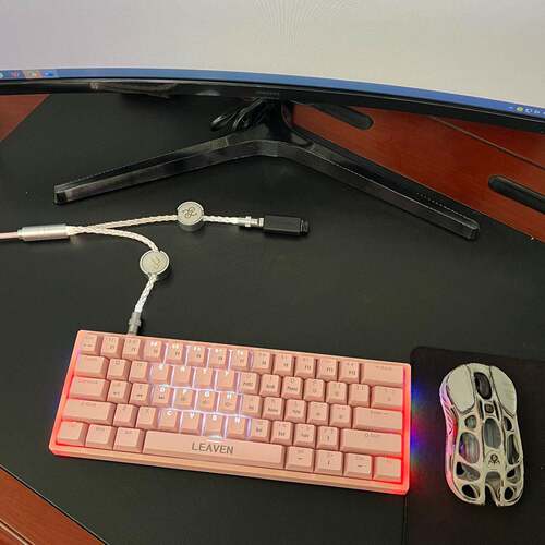 单晶铜一拖二磁轴双8k电竞键盘线航插线双头串联一线2用DIY鼠标线电竞线磁轴键盘数据线桌搭8股编织渔网线