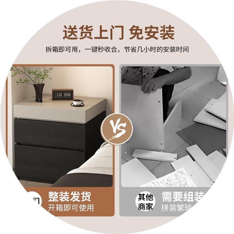 实木床头柜家用卧室暗格意式极简储物柜多功能隐藏抽屉床边置物柜