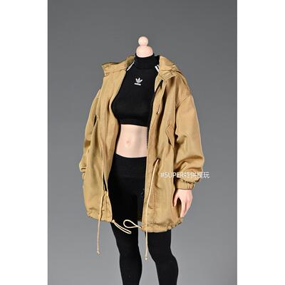 1/6比例女兵人偶潮流军版风衣外套宽松工装12寸服装模型配件
