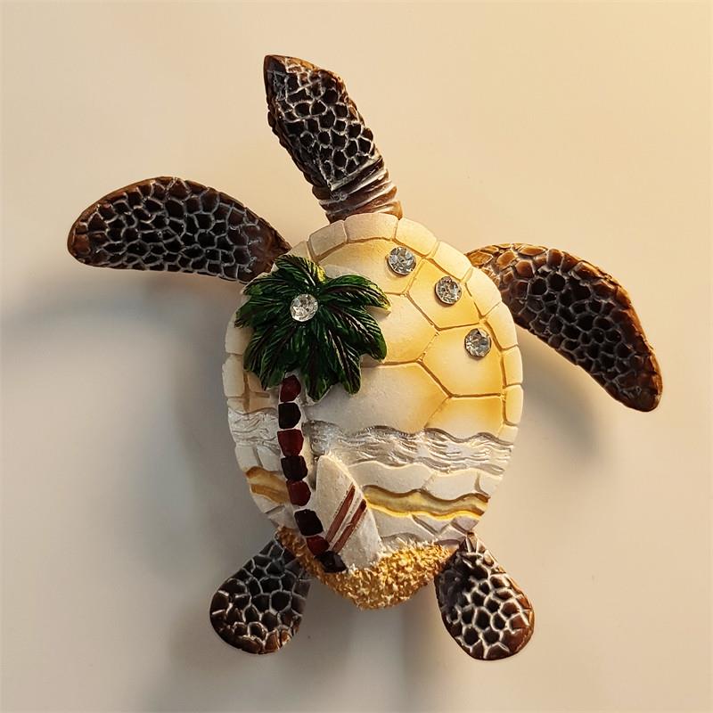 马尔代夫创意立体海洋风海龟椰树沙滩椅旅游纪念装饰品磁性冰箱贴