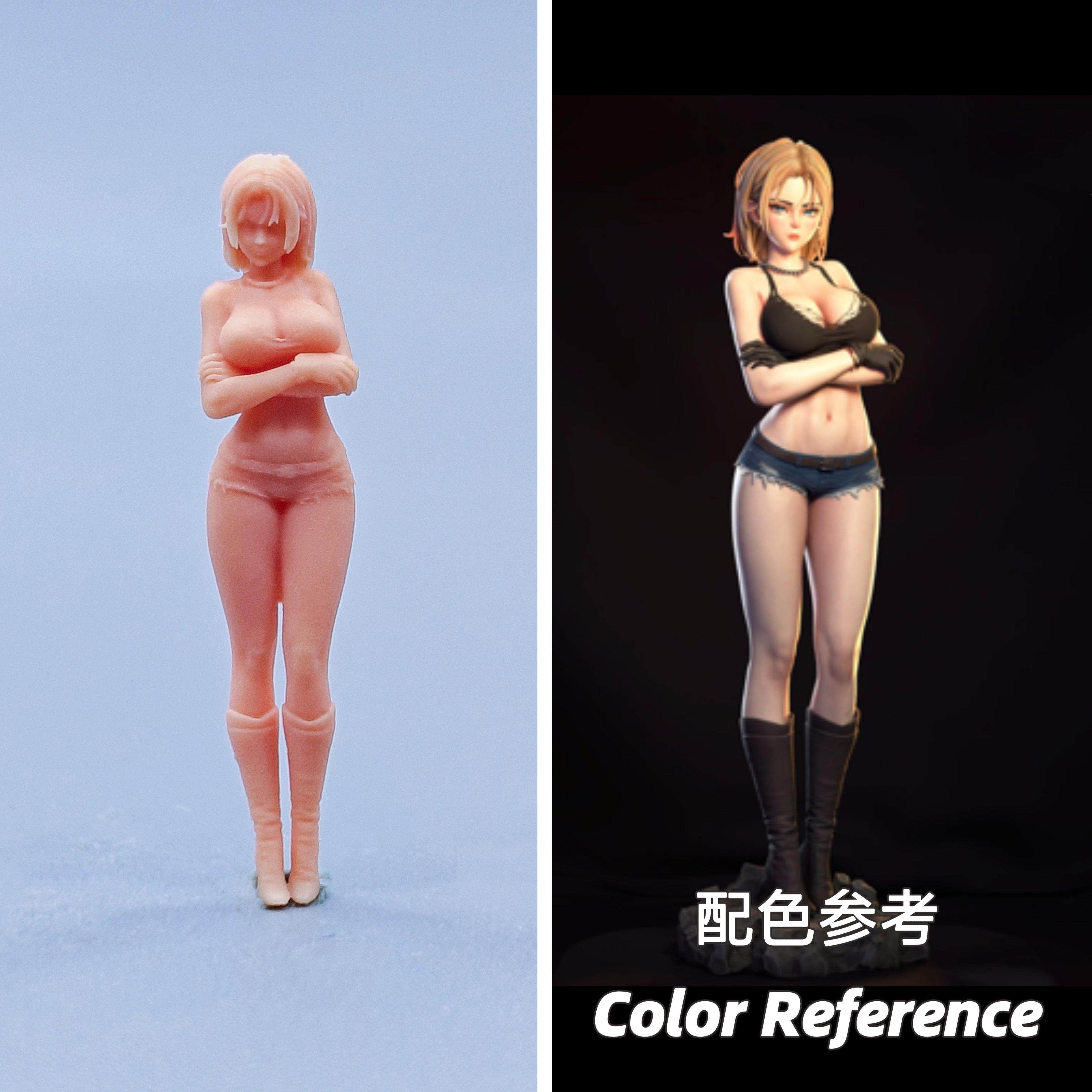【嗯哼模型】现货1:64人偶1:43微缩白模  龙珠短裤18号 C732