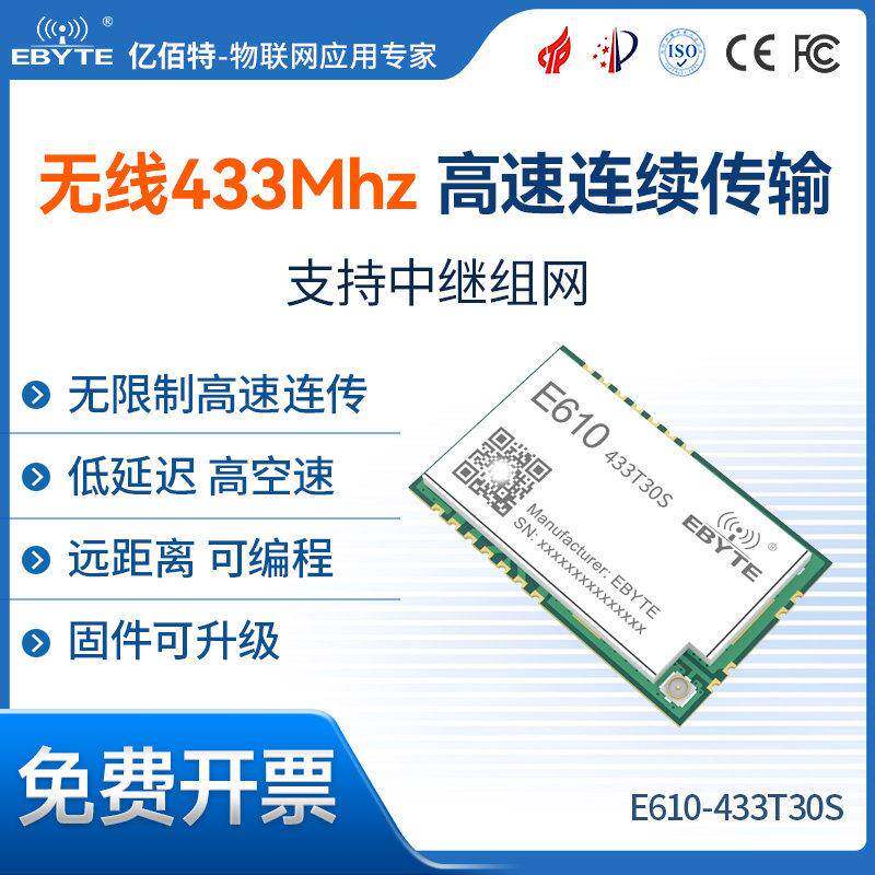 433/915M高速连传传输模块10公里无线串口通信低延迟Modbus协议