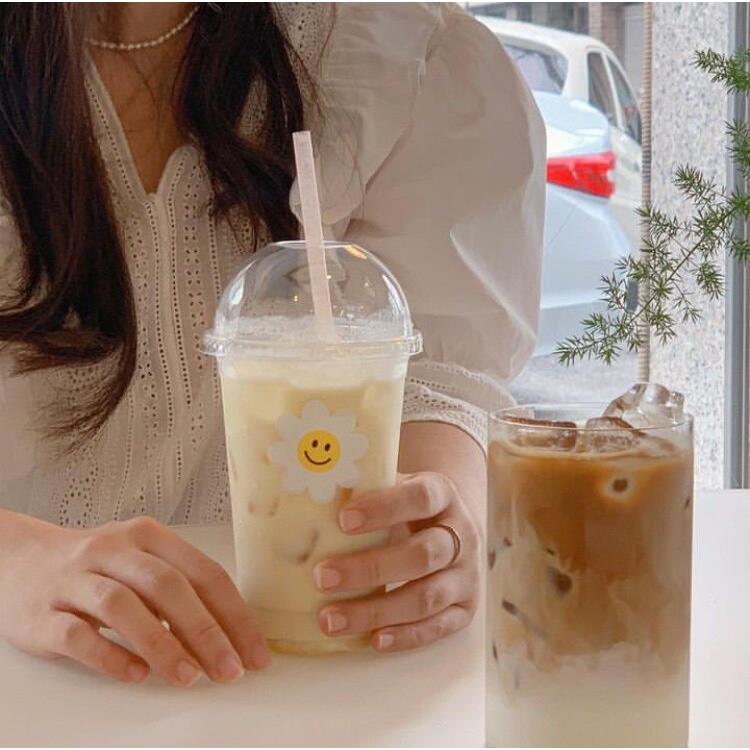 透明咖啡杯一次性带盖韩风INS冷饮奶茶塑料打包大容量奶盖杯700ML