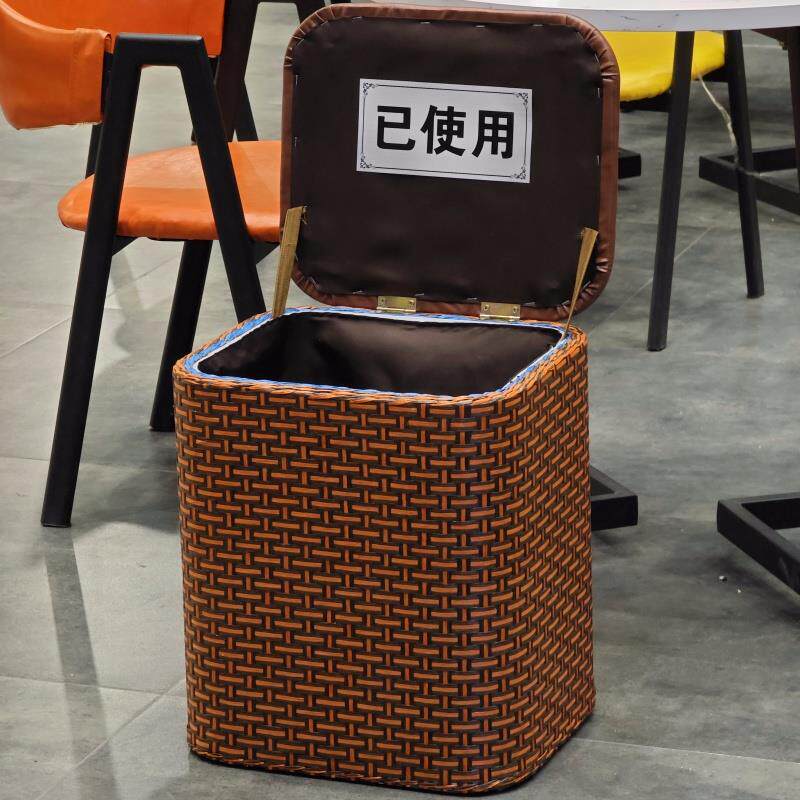 门口鞋套框筐收纳箱换鞋凳售楼部样板间坐凳试衣间藤编鞋套收纳桶