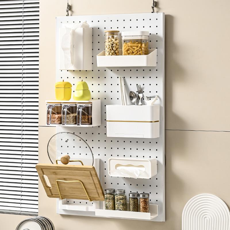 洞洞板25孔距配件圆孔厨房置物架墙上架子挂钩挂件装饰品整理神器