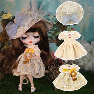 冰Dbs小布娃娃衣服黄色花田园清新连衣裙Ob24婴儿衣服19关节