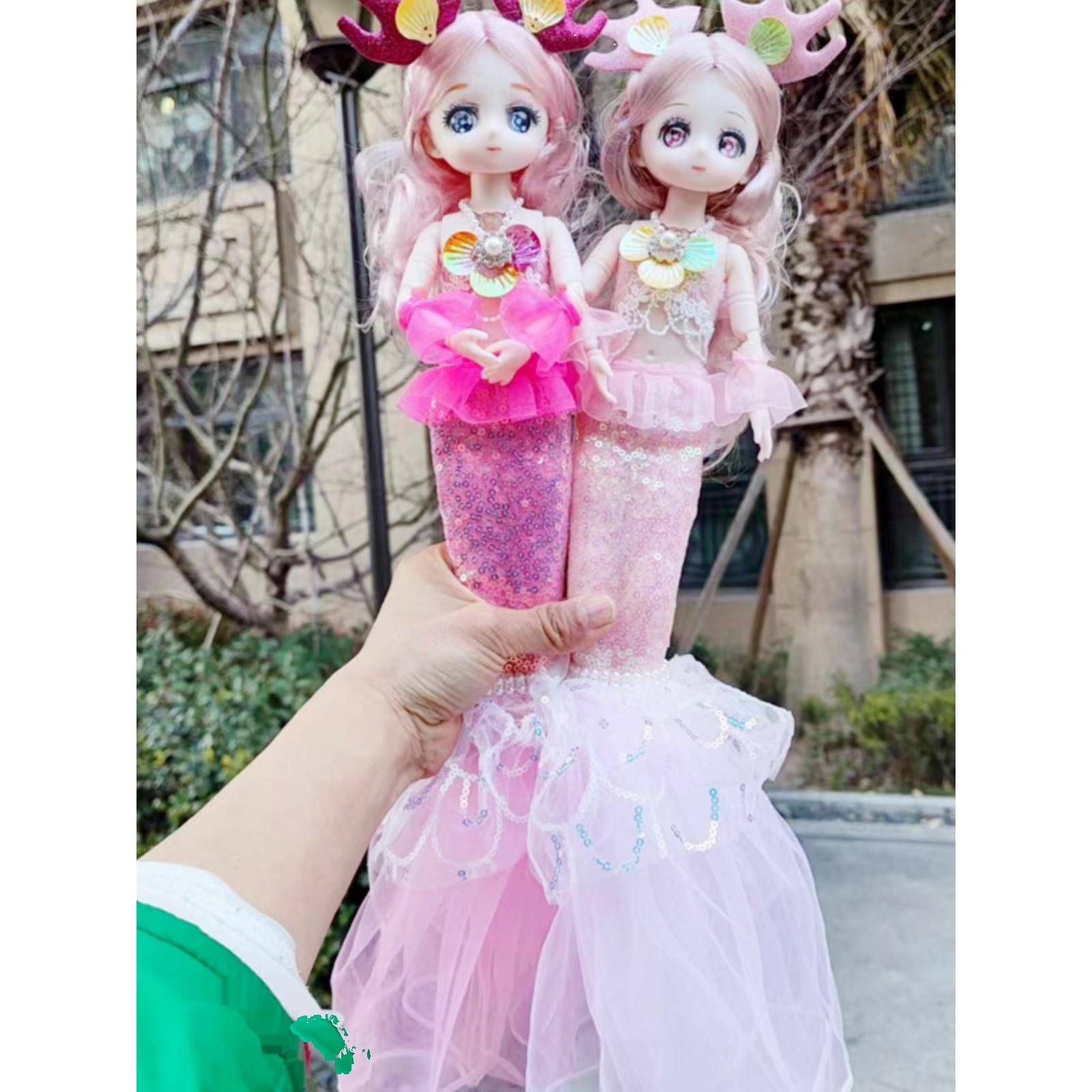 45厘米音乐婚纱美人鱼舞蹈礼物唱歌讲故事摆件挂件儿童智能玩具