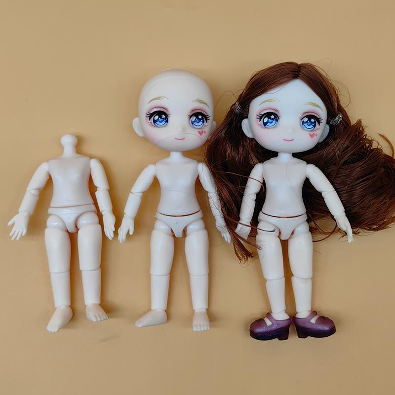 4寸13cm换装洋娃娃bjd公主ob13手工关节衣服女孩光头公仔玩具素体