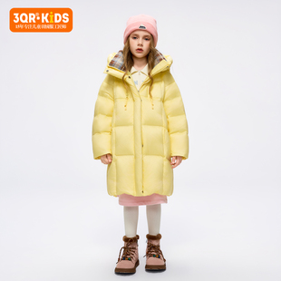 3QR女童鹅绒羽绒服中长款2025冬季新款儿童加厚面包服童装外套潮
