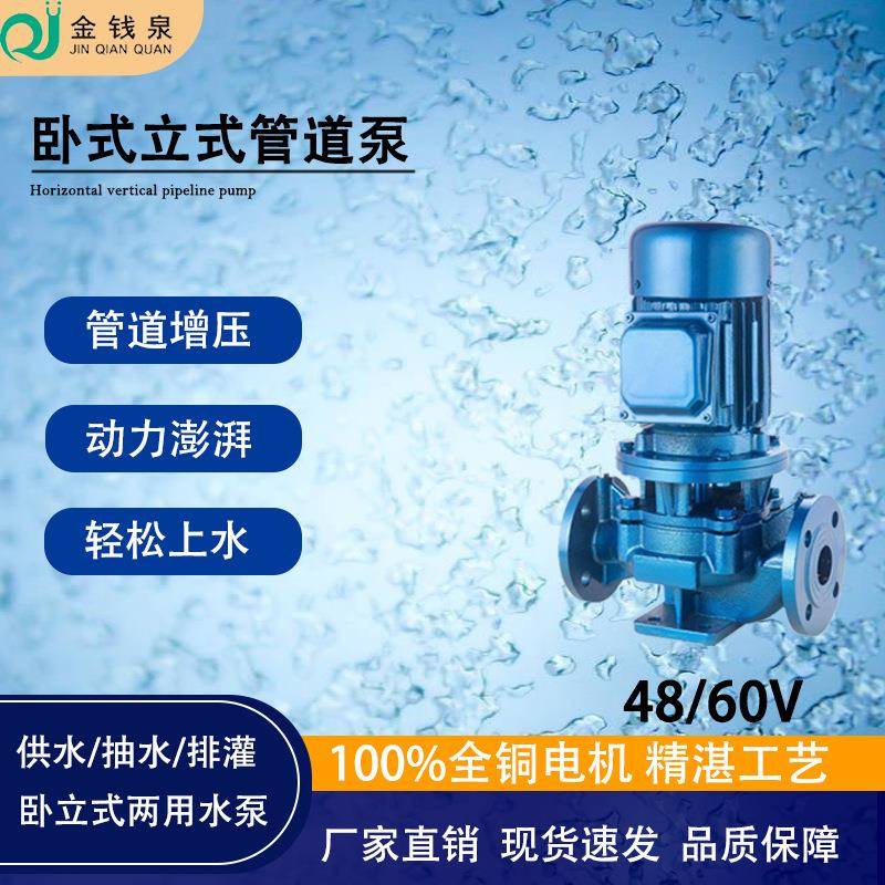 大流量抽水48v立式管道泵冷热水循环60v离心泵无堵塞高扬程自吸泵