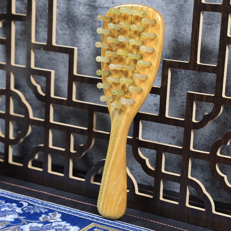 新款绿檀木32钉羊角大排刷头皮按摩梳子头部经络疏通刮痧按摩脱发