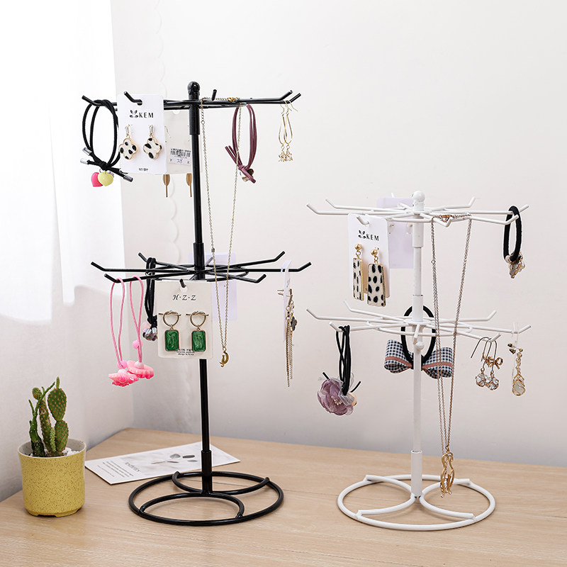 铁艺耳环架旋转饰品架小首饰挂架耳环项链手镯发箍收纳盒展示架子