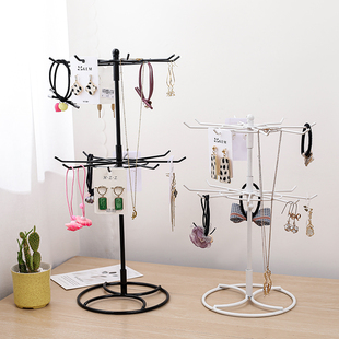 铁艺耳环架旋转饰品架小首饰挂架耳环项链手镯发箍收纳盒展示架子