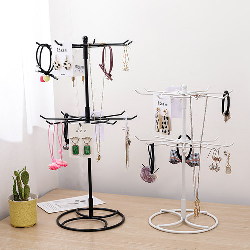 铁艺耳环架旋转饰品架小首饰挂架耳环项链手镯发箍收纳盒展示架子