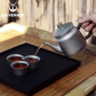小茶壶单壶 银蚁纯钛茶壶泡茶家用旅行泡茶壶茶水分离功夫茶壶套装