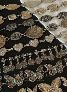 银色金属蝴蝶腰链女款高级感波西米亚复古民族风腰带百搭裙子配饰