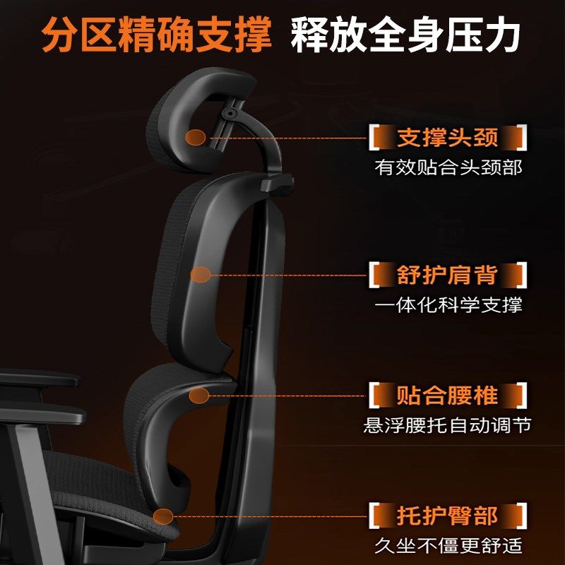 人体工学椅久坐舒适家用办公椅靠背游戏电竞椅电脑椅可躺座椅镂空