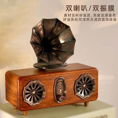 复古无线蓝牙音箱高颜值收音机小型插卡U盘重低音炮家用迷你音箱