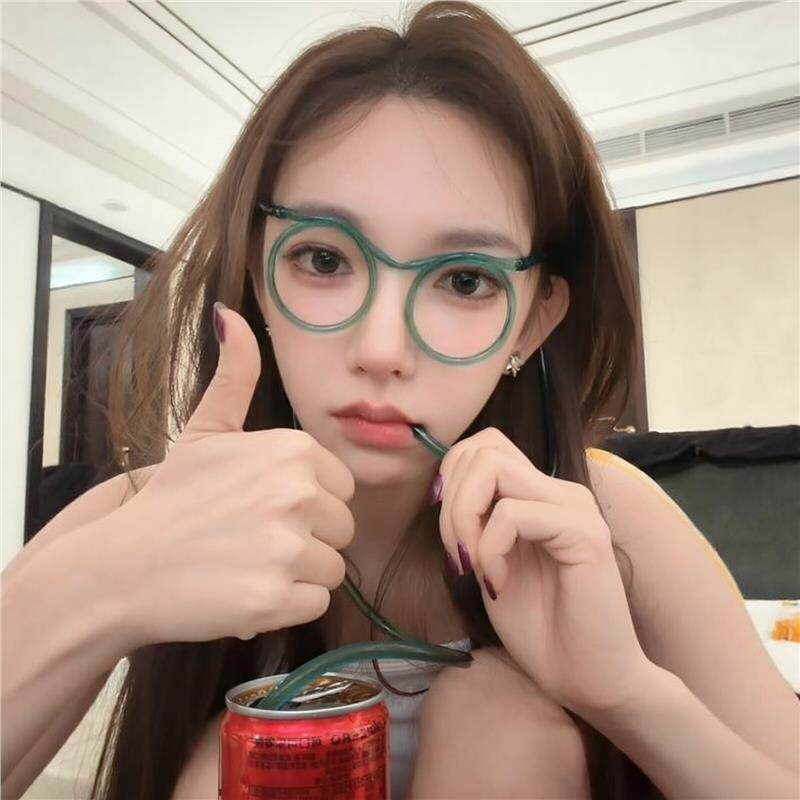 程潇同款食品级吸管眼镜拍照