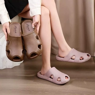 外穿简约红色凉拖 室内家居防滑亲子款 包头拖鞋 男女夏季