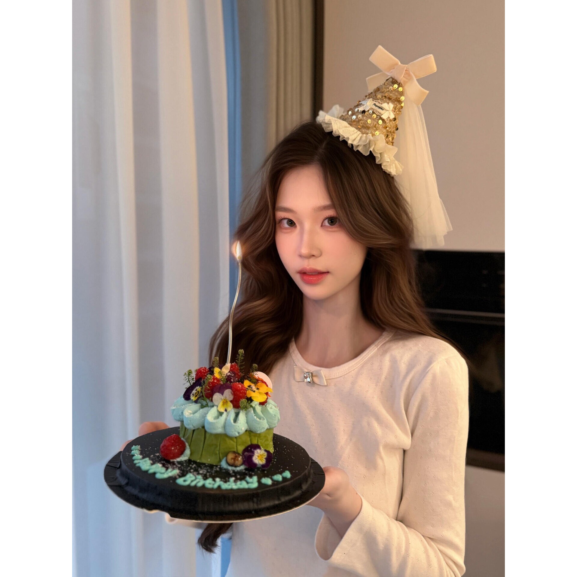 生日帽发夹氛围感穿搭生日拍照出片蝴蝶结头饰装饰创意礼物送女生