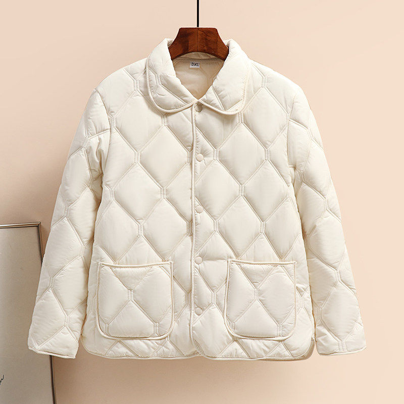 新款女士秋冬棉服保暖时尚韩版轻薄菱形双线百搭休闲棉衣2026