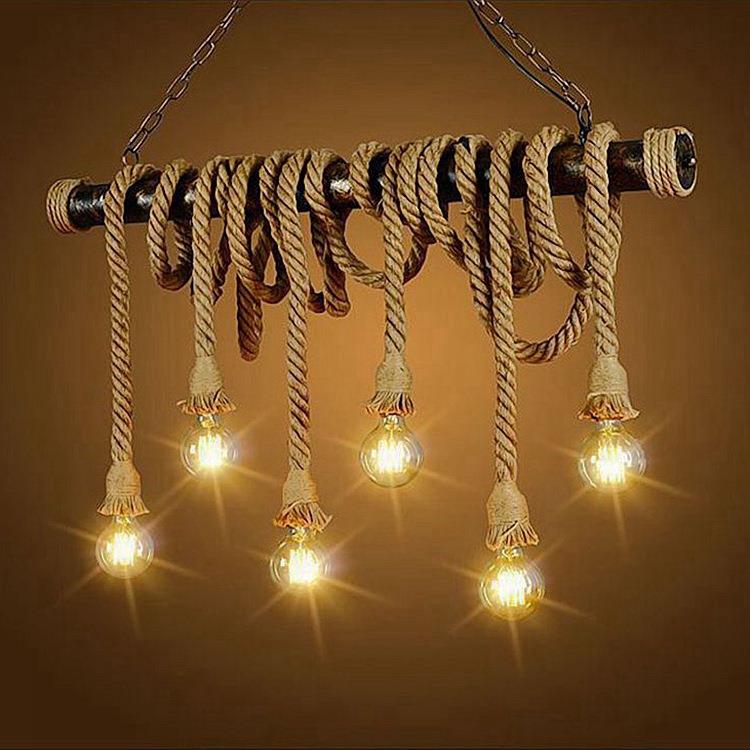 复古工业风麻绳吊灯咖啡厅酒吧主题餐厅艺术工作室创意吊灯