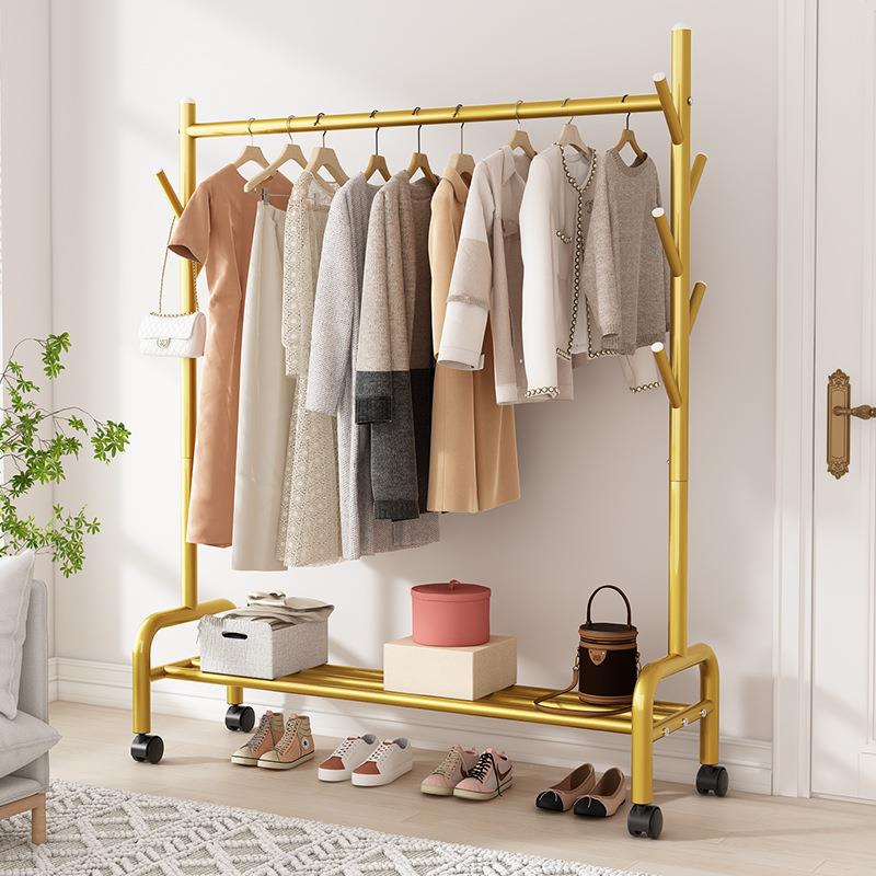 简易衣帽架家用晾衣架落地室内阳台挂衣架子可移动卧室衣服收纳架