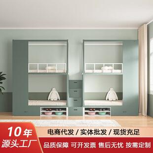 双层床铁艺床上下铺带窗帘太空舱双人床高低床成人学生公寓上下床