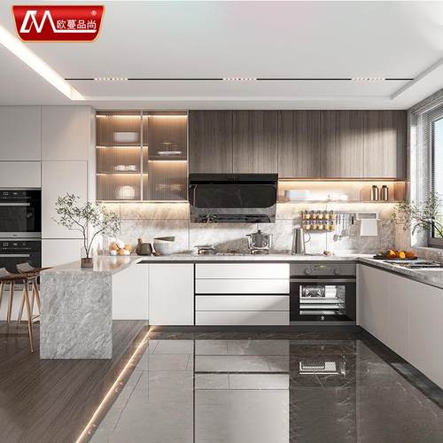 厨金房橱柜整体工吊柜灶台碗厂柜体组合一防水耐污迹BZK铝合厨柜