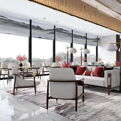 售楼处部洽谈发新中式接待RWT沙包发一桌邮四椅组合沙现货【一套