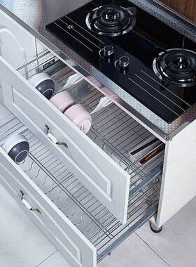 不钢橱柜组家装收碗柜水槽柜锈49368用厨房柜灶台水盆多功能一体