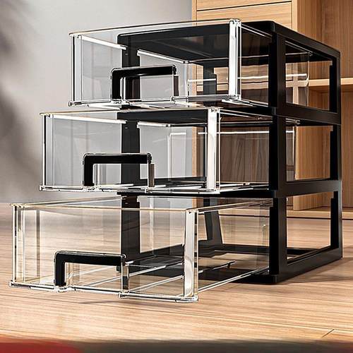 qy桌抽式上收纳盒书桌文具整屉理柜大号面透明办ZGX公室a4纸文件